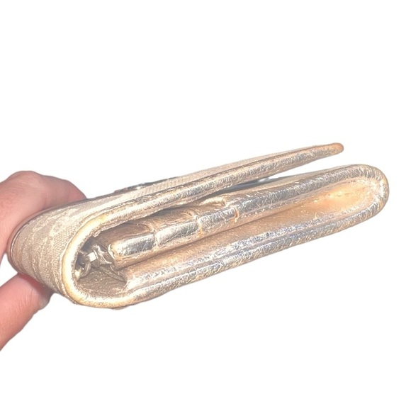 {Coach Julia Op Art Gold Monogram Canvas & Metallic Leather Long Snap Wallet} - Picture 2 of 11